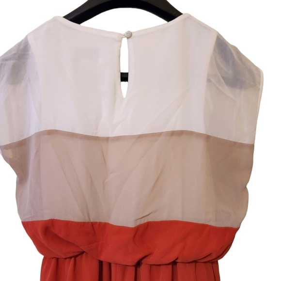 Sweet  Storm orange white beige short sleeve lined mini dress - Picture 7 of 9